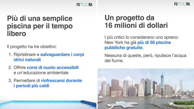 New York, dopo 100 anni si tornerà a nuotare nell'East River