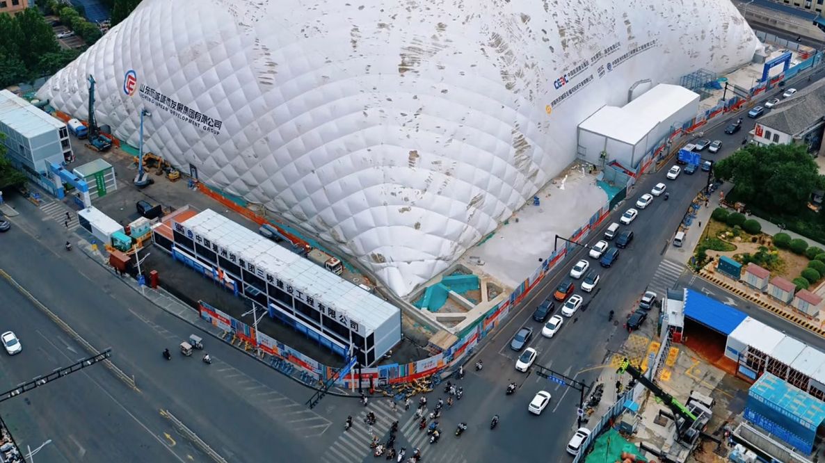 La cupola gonfiabile per i cantieri in Cina: a cosa serve e come funziona