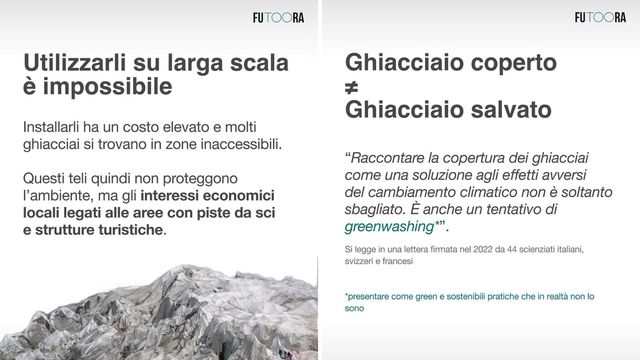 I teli per coprire i ghiacciai d'estate non sono una soluzione contro la crisi climatica